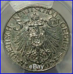 China-Germany 1909 Kiau Chau 5 cents silver coin PCGS AU-Detail