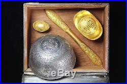 China Sycee Vintage Gold Ingot Dish YuanBao Gold Tael Silver COLLECTION LOT