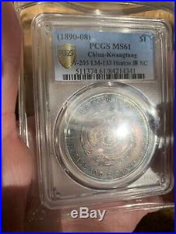 Chinese Silver Coin Kwangtung 1890-Heaton. Toning. PCGS MS61