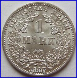 Coin German Reich Empire Silver 1 Mark 1907 J IN Brillant uncirculated