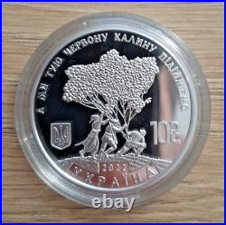 Coin Oh in the meadow red viburnum 10 hryvnias 925 silver coin 1 oz a case 2022