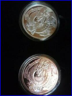 Complete Set of World of Dragons Silver & Copper 1oz Rounds in Custom Box