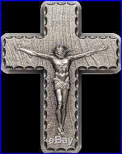 Crucifix 2oz. 999 Silver Antique Finish Medal