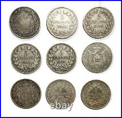 #E0903 France Lot of 9 Silver coins 1830 1876 222 g Full Silver