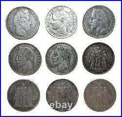 #E0905 France Job Lot of French Silver coins 1841 1875 222 g Full Silver