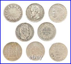#E0910 France Job Lot of French Silver coins 1831 1876 198 g Full Silver