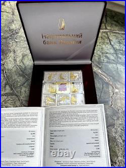 ENEIDA Cossacks 9 Oz. Square Set of 9 Silver Coins 10 UAH Hryven UKRAINE 2020