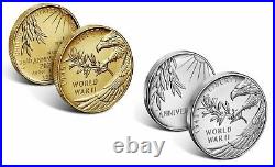 End of World War II 75th Anniversary 24k Gold Coin & Silver Medal Set IN HAND