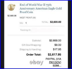 End of World War II 75th Anniversary American Eagle Gold & Silver Proof Coins