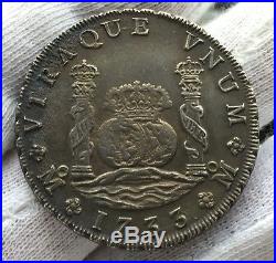 ¡¡ Extremely Rare! Silver Coin 8 Reales Philip V. 1733. Mexico. Assayer F