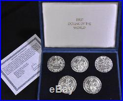 FIRST DOLLAR OF THE WORLD, 1486 Austria Guldiner Silver 1986 Restrike 5 COIN SET