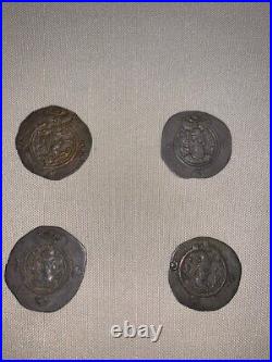 Four Ancient Persian Silver Dirham Coins / King Khusro II 590-627AD