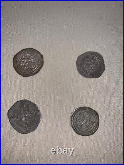 Four Ancient Persian Silver Dirham Coins / King Khusro II 590-627AD