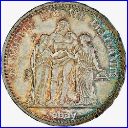 France 5 Francs 1873 A Silver HERCULES KM#820.1 Rainbow Toned AU GORGEOUS