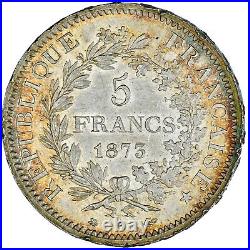 France 5 Francs 1873 A Silver HERCULES KM#820.1 Rainbow Toned AU GORGEOUS