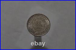 France 50 Centimes 1895 A Silver Scarce High Grade B54 #k5888