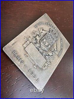 French Colonial Paris 1931 medal plaque Art deco -Silvered bronze 53e