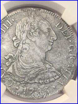 GENUINE SUNKEN TREASURE! 1783 MO 8 Reales Silver Coin NGC El Cazador Shipwreck