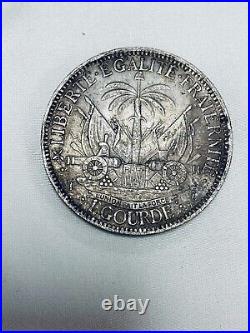 Haiti 1882 Silver 1 Gourde- Nice Details- Seldom Offered