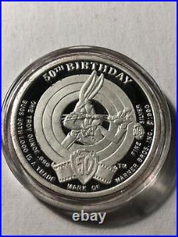 Happy Brithday Bugs 50 Years, Porky Pig 1oz Silver Coin with Box and COA