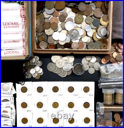 Huge Coin Collection Lot 800+ Different Foreign Coins/Rolls/Pennies. 29LB Pounds