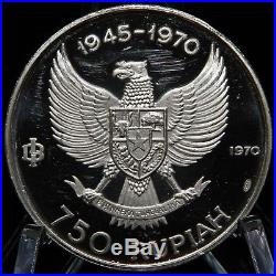 INDONESIA 1970 750 Rupiah Garuda Bird Large Silver Choice Proof Mtg=4950