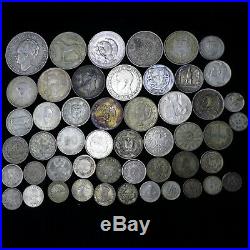 LOT of (50) Different Foreign World Silver Coins Nice Mix Lot-E