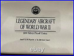 Legendary Aircraft of WWII $50 silver proof coins set of 24, Rep Marshall Island