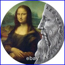 Leonardo Da Vinci World's Greatest Artists 2 oz Silver Coin Republic Ghana 2019