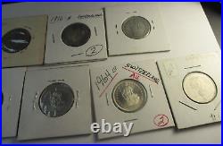 Lot 15 Total Coins 1/2 1 2 5 Swiss Switzerland Silver Francs
