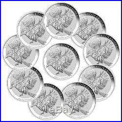 Lot of 10 2018-P Australia 1 oz Silver Kookaburra $1 Coins BU SKU49777