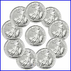 Lot of 10 2020 Britain Silver Britannia 1oz Silver Coins GEM BU SKU59530