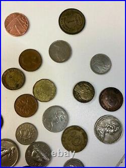 Lot of 10 Bills and 39 Foreign coins 1930's some Silver