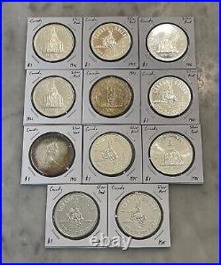(Lot of 11) Canada $1 Dollar Elizabeth Silver Proof-Like Coins 50% Silver