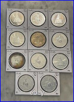 (Lot of 11) Canada $1 Dollar Elizabeth Silver Proof-Like Coins 50% Silver