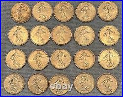 Lot of 20 France Silver 5 Francs coins, 1960 to 1965 SILVER