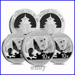 Lot of 5 2016 30 gram Chinese Silver Panda 10 Yuan. 999 Fine BU