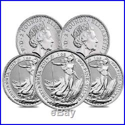 Lot of 5 2017 Great Britain 1 oz Silver Britannia Coin. 999 Fine BU