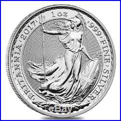 Lot of 5 2017 Great Britain 1 oz Silver Britannia Coin. 999 Fine BU