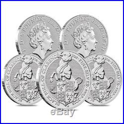 Lot of 5 2018 Great Britain 2 oz Silver Queen's Beasts (Black Bull) Coin BU