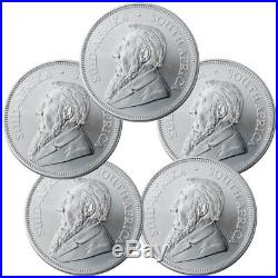 Lot of 5 2019 South Africa 1 oz Silver Krugerrand 1 Coins GEM BU SKU56936