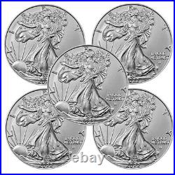 Lot of 5 2022 $1 American Silver Eagle 1 oz BU