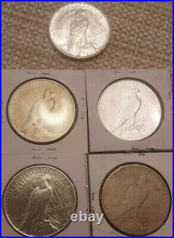Lot of 5 Different Silver Peace Dollars S$1 Coins BETTER DATES FINE AU