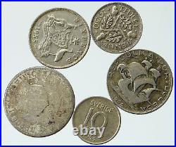 Lot of 5 Silver WORLD COINS Authentic Collection Vintage Group DEAL GIFT i115410
