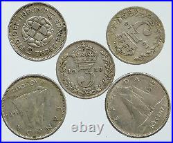 Lot of 5 Silver WORLD COINS Authentic Collection Vintage Group DEAL GIFT i115492