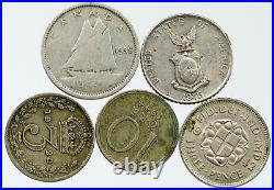 Lot of 5 Silver WORLD COINS Authentic Collection Vintage Group DEAL GIFT i115640