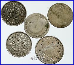 Lot of 5 Silver WORLD COINS Authentic Collection Vintage Group DEAL GIFT i115648