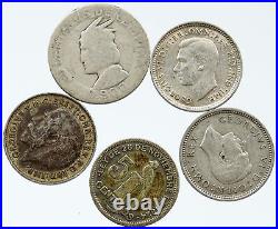 Lot of 5 Silver WORLD COINS Authentic Collection Vintage Group DEAL GIFT i115650