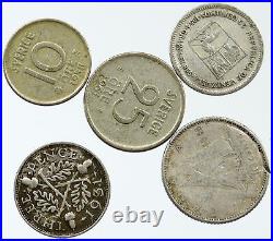 Lot of 5 Silver WORLD COINS Authentic Collection Vintage Group DEAL GIFT i115693
