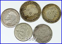 Lot of 5 Silver WORLD COINS Authentic Collection Vintage Group DEAL GIFT i115695